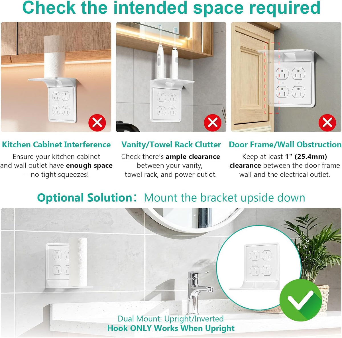Outlet Shelf Wall Holder, Bathroom Shelf for Smart Home Decor