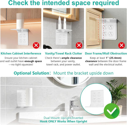 Outlet Shelf Wall Holder, Bathroom Shelf for Smart Home Decor