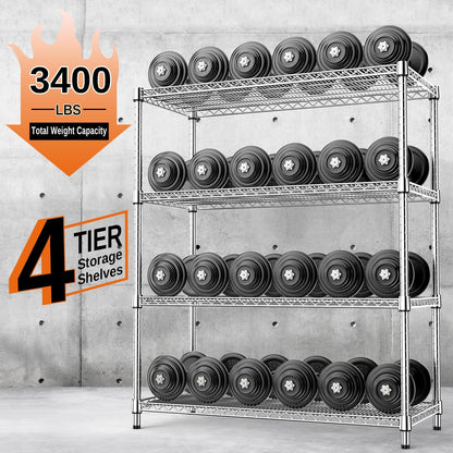 5-Tier Adjustable Heavy Duty Steel Wire Shelving Unit with Wheels, Storage Rack Organizer for Garage, Kitchen, Office, Laundry, Basement (Black, 17.7" D x 47.2" W x 76.7" H, 1750 lbs Capacity)