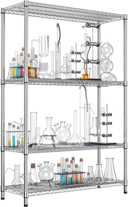 5-Tier Adjustable Heavy Duty Steel Wire Shelving Unit with Wheels, Storage Rack Organizer for Garage, Kitchen, Office, Laundry, Basement (Black, 17.7" D x 47.2" W x 76.7" H, 1750 lbs Capacity)