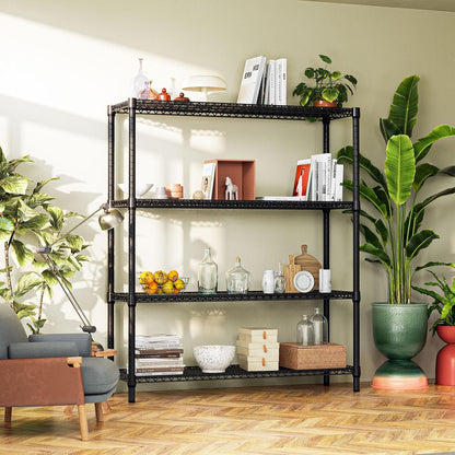 5-Tier Adjustable Heavy Duty Steel Wire Shelving Unit with Wheels, Storage Rack Organizer for Garage, Kitchen, Office, Laundry, Basement (Black, 17.7" D x 47.2" W x 76.7" H, 1750 lbs Capacity)