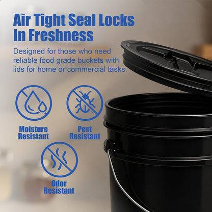 5 Gallon Bucket - Food Grade w/Lid BPA-Free, White/Green, 3