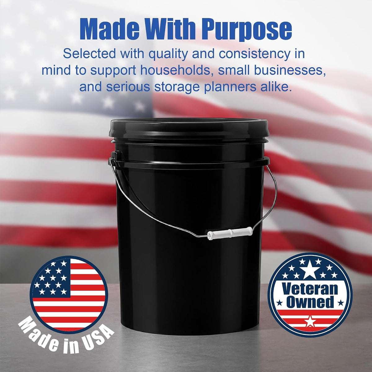 5 Gallon Bucket - Food Grade w/Lid BPA-Free, White/Green, 3