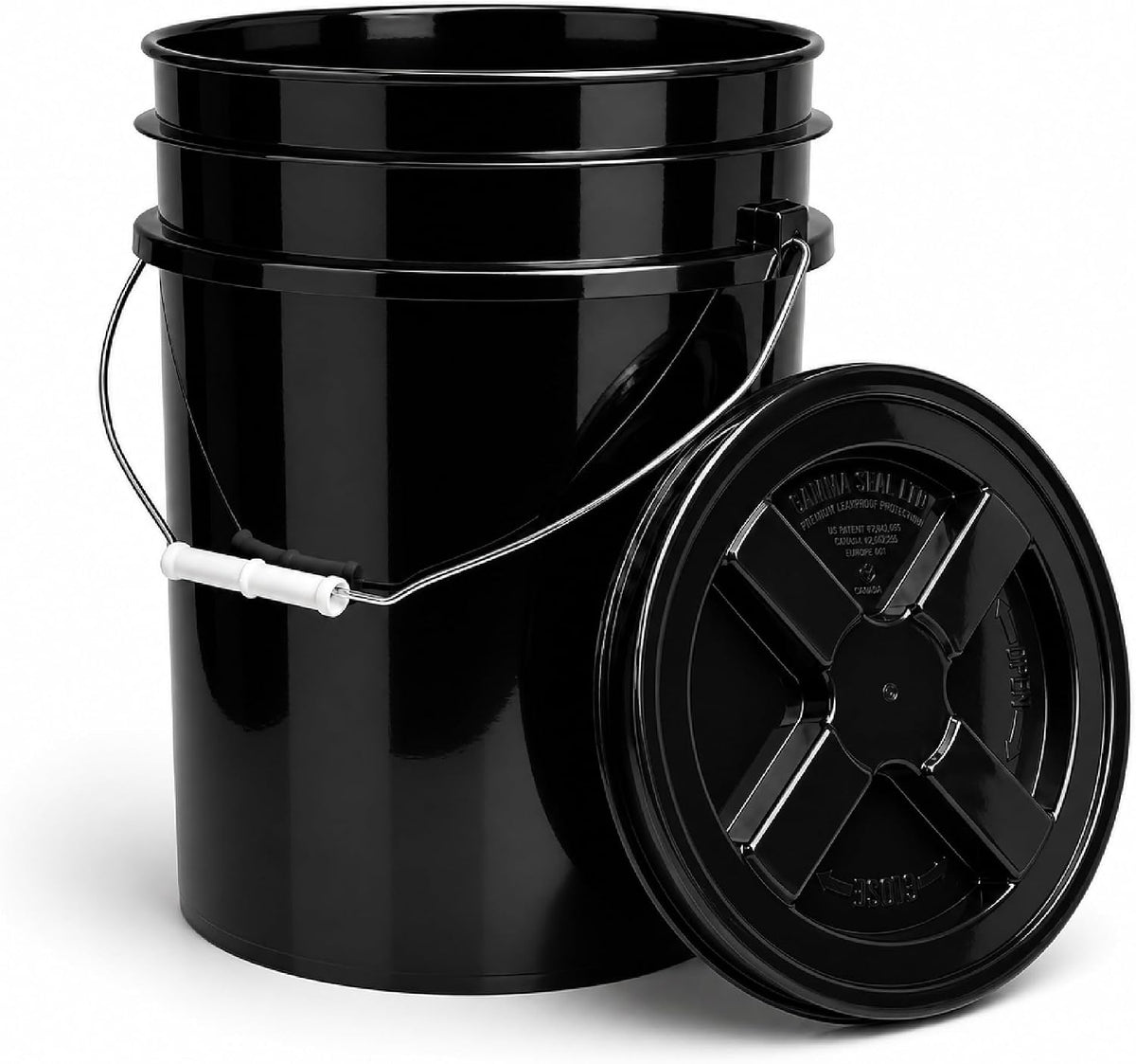 5 Gallon Bucket - Food Grade w/Lid BPA-Free, White/Green, 3
