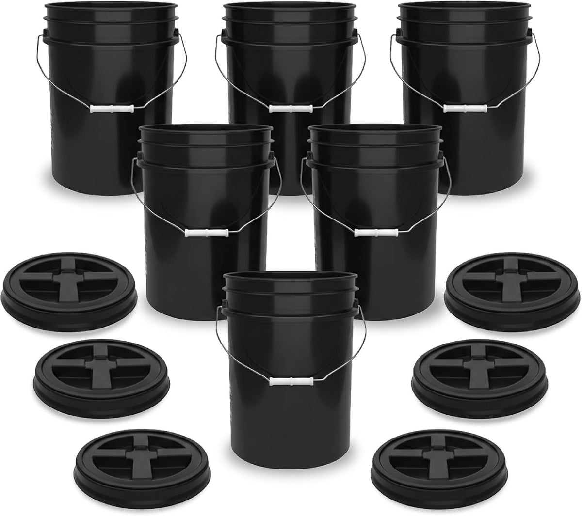 5 Gallon Bucket - Food Grade w/Lid BPA-Free, White/Green, 3