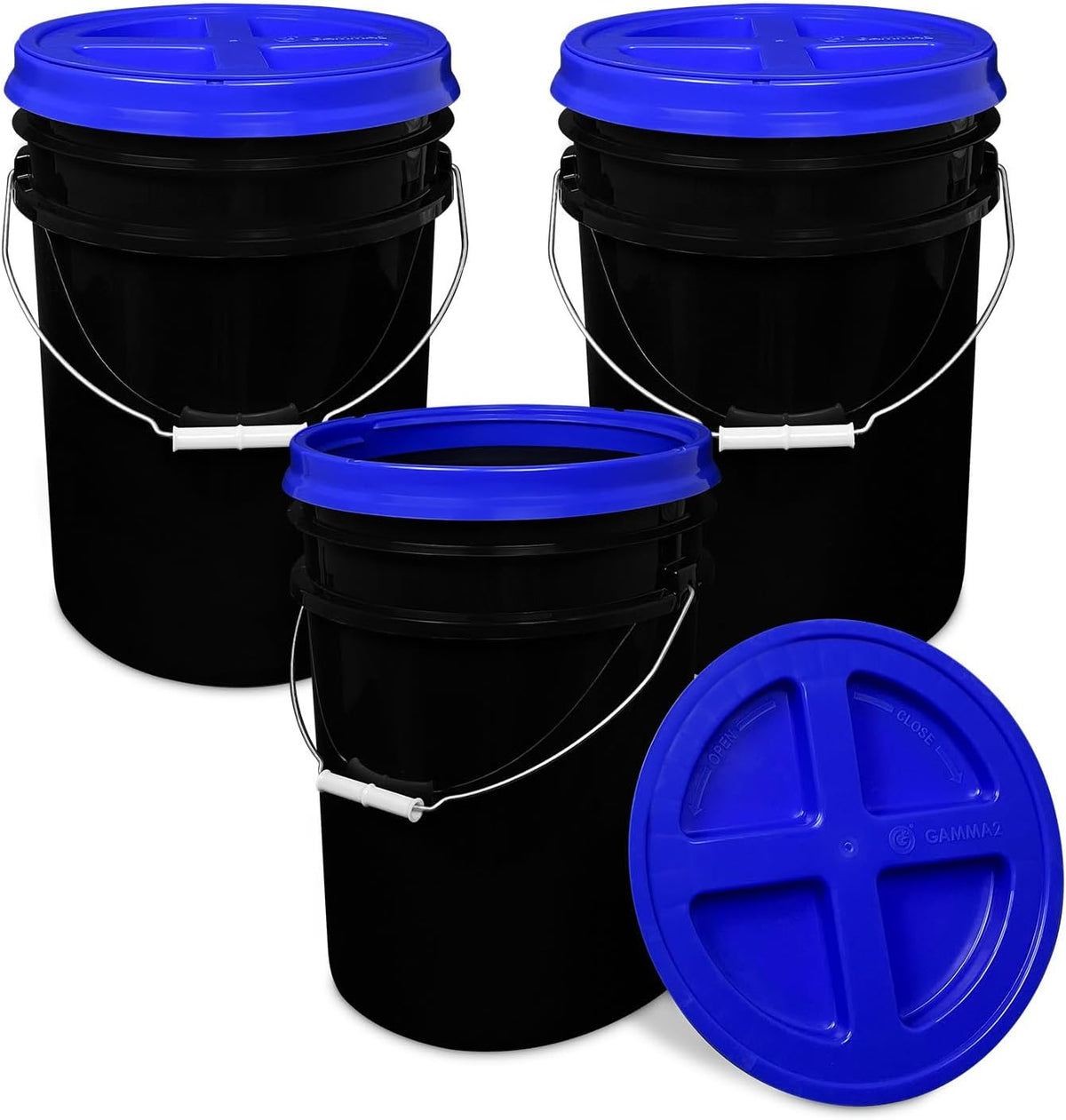 5 Gallon Bucket - Food Grade w/Lid BPA-Free, White/Green, 3