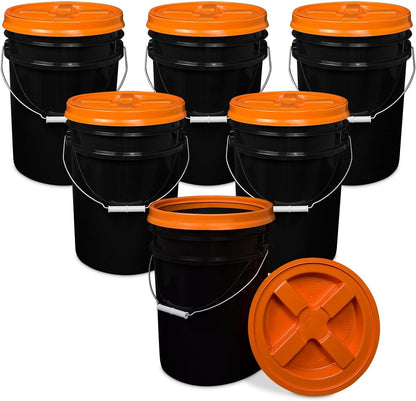 5 Gallon Bucket - Food Grade w/Lid BPA-Free, White/Green, 3