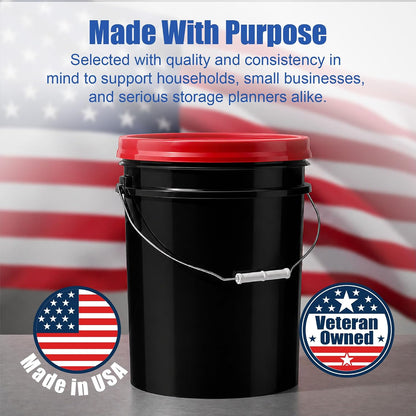 5 Gallon Bucket - Food Grade w/Lid BPA-Free, White/Green, 3