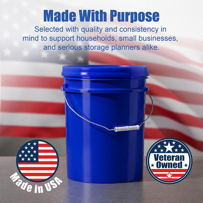 5 Gallon Bucket - Food Grade w/Lid BPA-Free, White/Green, 3