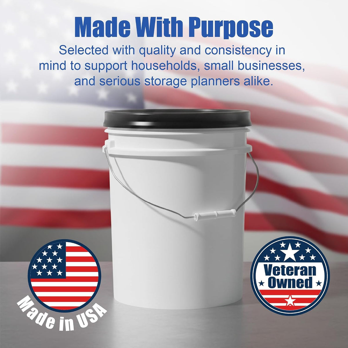 5 Gallon Bucket - Food Grade w/Lid BPA-Free, White/Green, 3
