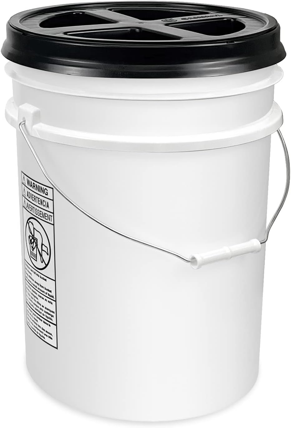 5 Gallon Bucket - Food Grade w/Lid BPA-Free, White/Green, 3