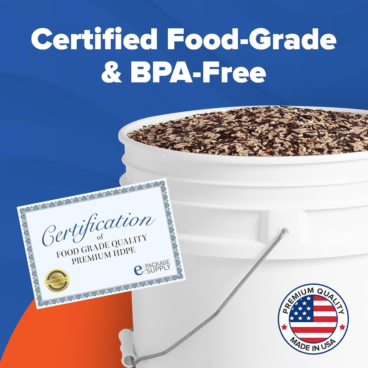 5 Gallon Bucket - Food Grade w/Lid BPA-Free, White/Green, 3