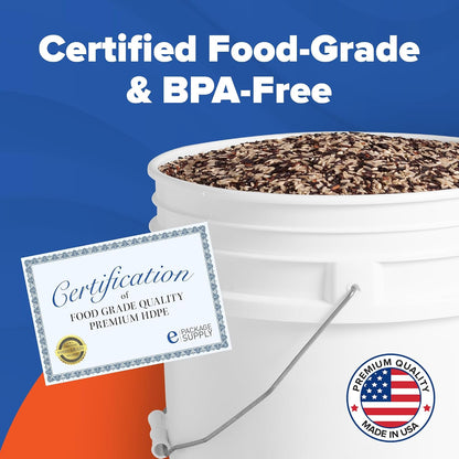 5 Gallon Bucket - Food Grade w/Lid BPA-Free, White/Green, 3