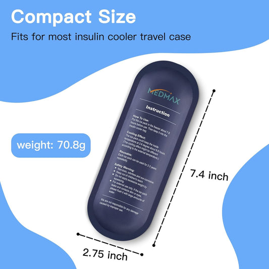 MDMAX Ice Packs for Insulin Travel Case, Reusable TSA Approved Insulin Cooler Ice Packs for Insulated Travel Medical Diabetic Supplies Storage Organizer Bag