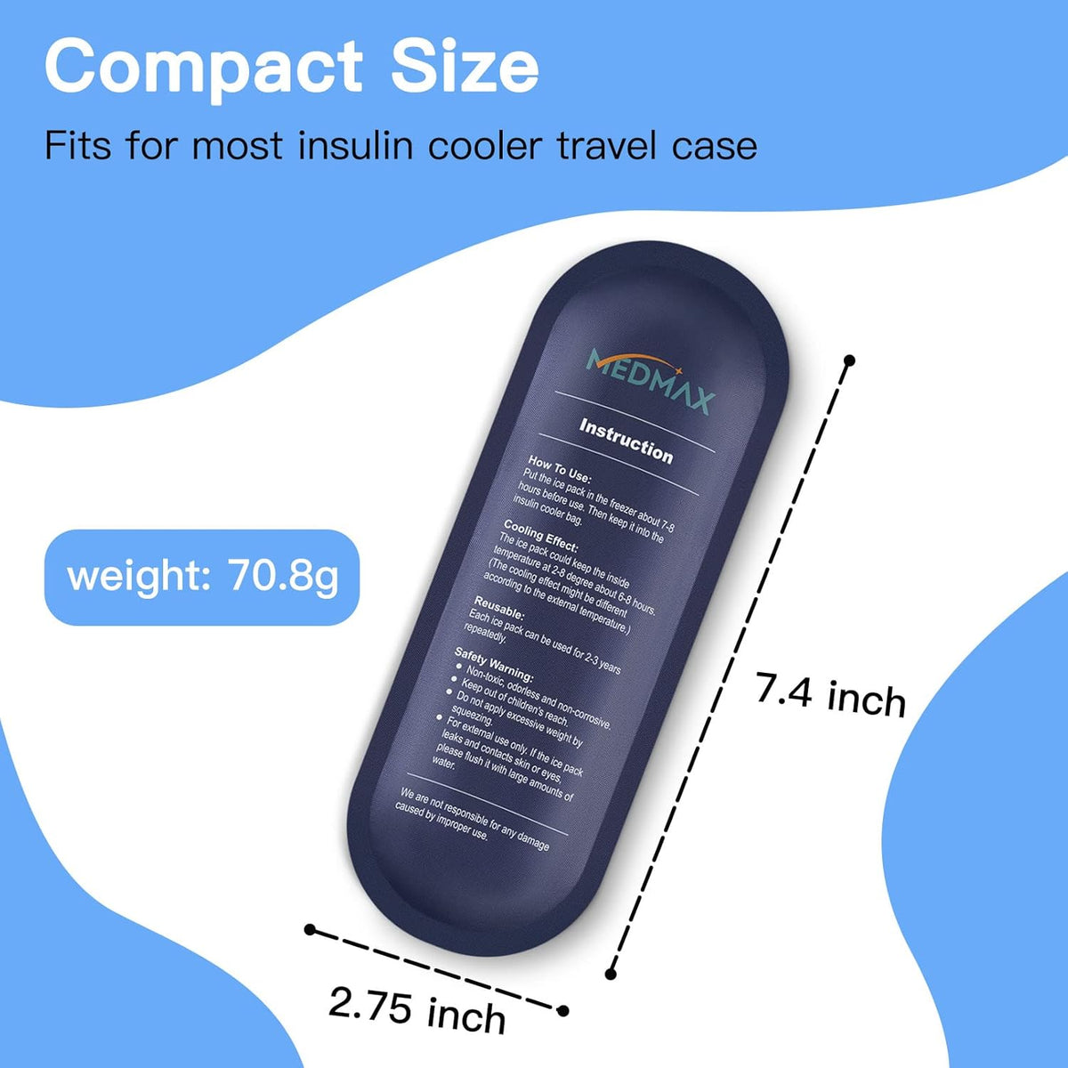MDMAX Ice Packs for Insulin Travel Case, Reusable TSA Approved Insulin Cooler Ice Packs for Insulated Travel Medical Diabetic Supplies Storage Organizer Bag
