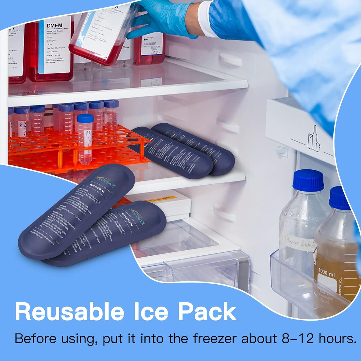 MDMAX Ice Packs for Insulin Travel Case, Reusable TSA Approved Insulin Cooler Ice Packs for Insulated Travel Medical Diabetic Supplies Storage Organizer Bag