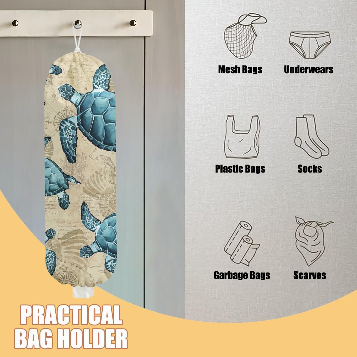 Chicken Plastic Bag Holder, Wall Mount Grocery Bag Holder | Plastic Storage bag, Pull Rope Free Adjustment, Plastic Bag Holders for Grocery Bags, Plastic Bag Dispenser for Home Kitchen