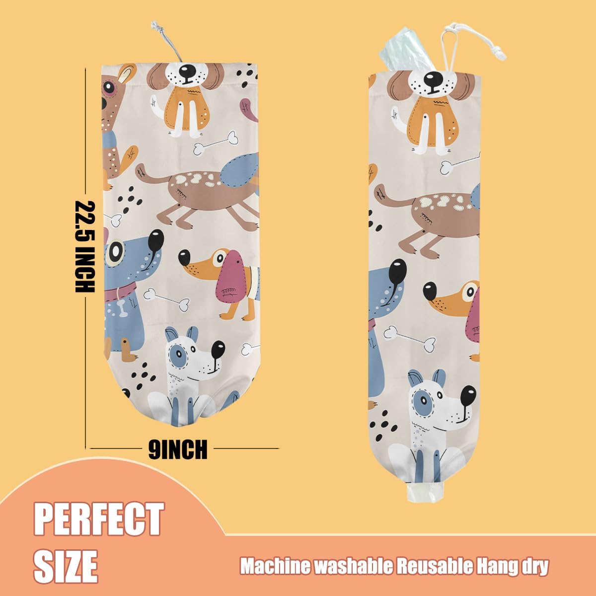 Chicken Plastic Bag Holder, Wall Mount Grocery Bag Holder | Plastic Storage bag, Pull Rope Free Adjustment, Plastic Bag Holders for Grocery Bags, Plastic Bag Dispenser for Home Kitchen