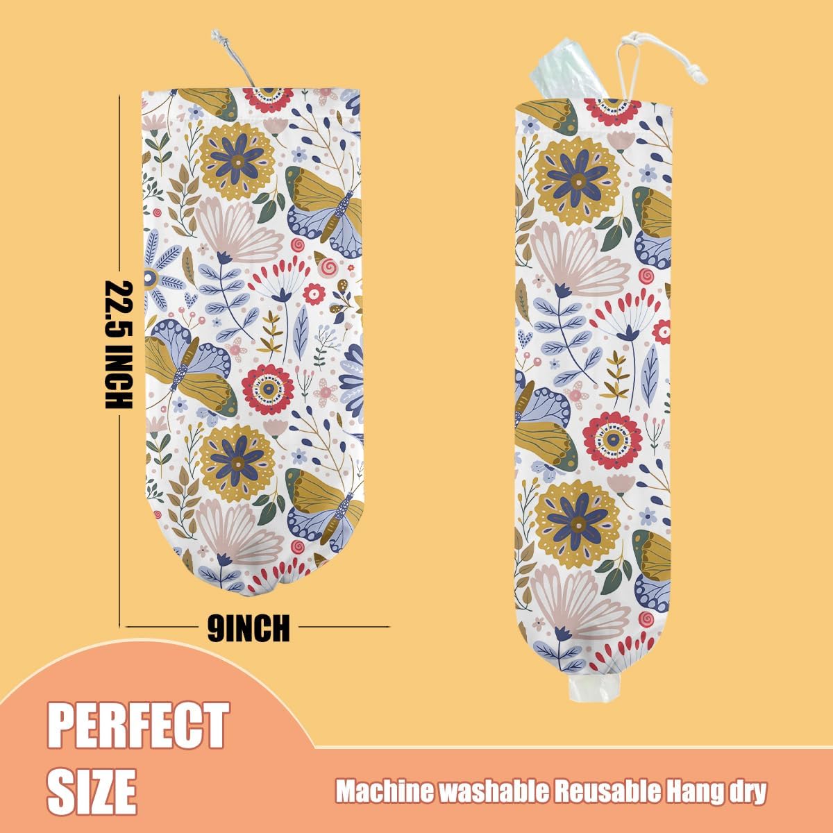 Chicken Plastic Bag Holder, Wall Mount Grocery Bag Holder | Plastic Storage bag, Pull Rope Free Adjustment, Plastic Bag Holders for Grocery Bags, Plastic Bag Dispenser for Home Kitchen