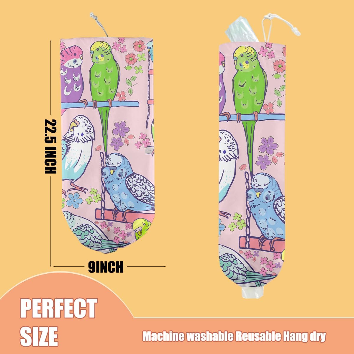 Chicken Plastic Bag Holder, Wall Mount Grocery Bag Holder | Plastic Storage bag, Pull Rope Free Adjustment, Plastic Bag Holders for Grocery Bags, Plastic Bag Dispenser for Home Kitchen