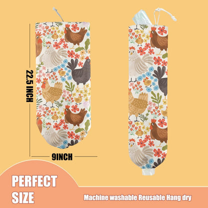 Chicken Plastic Bag Holder, Wall Mount Grocery Bag Holder | Plastic Storage bag, Pull Rope Free Adjustment, Plastic Bag Holders for Grocery Bags, Plastic Bag Dispenser for Home Kitchen