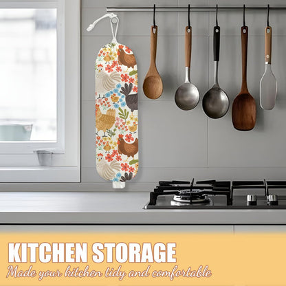 Chicken Plastic Bag Holder, Wall Mount Grocery Bag Holder | Plastic Storage bag, Pull Rope Free Adjustment, Plastic Bag Holders for Grocery Bags, Plastic Bag Dispenser for Home Kitchen