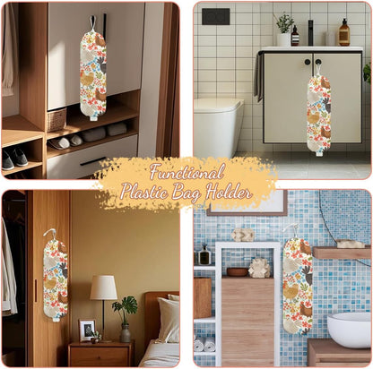 Chicken Plastic Bag Holder, Wall Mount Grocery Bag Holder | Plastic Storage bag, Pull Rope Free Adjustment, Plastic Bag Holders for Grocery Bags, Plastic Bag Dispenser for Home Kitchen
