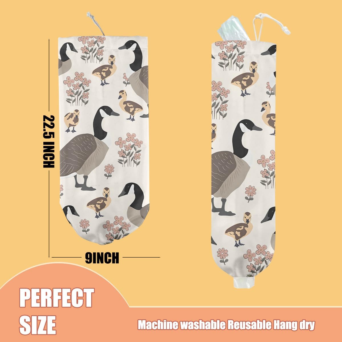 Chicken Plastic Bag Holder, Wall Mount Grocery Bag Holder | Plastic Storage bag, Pull Rope Free Adjustment, Plastic Bag Holders for Grocery Bags, Plastic Bag Dispenser for Home Kitchen