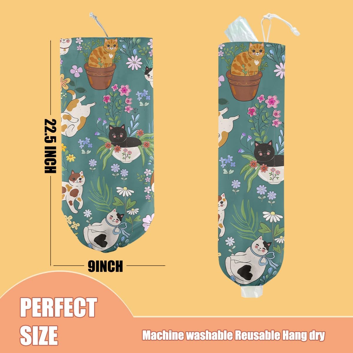 Chicken Plastic Bag Holder, Wall Mount Grocery Bag Holder | Plastic Storage bag, Pull Rope Free Adjustment, Plastic Bag Holders for Grocery Bags, Plastic Bag Dispenser for Home Kitchen