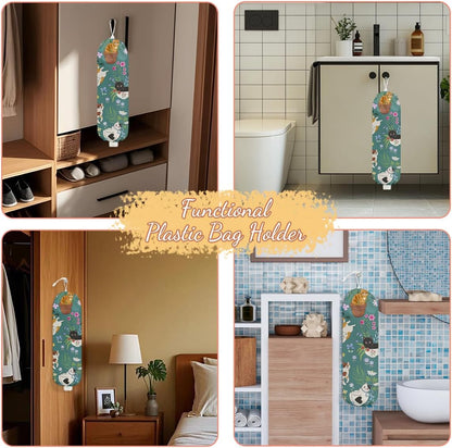 Chicken Plastic Bag Holder, Wall Mount Grocery Bag Holder | Plastic Storage bag, Pull Rope Free Adjustment, Plastic Bag Holders for Grocery Bags, Plastic Bag Dispenser for Home Kitchen