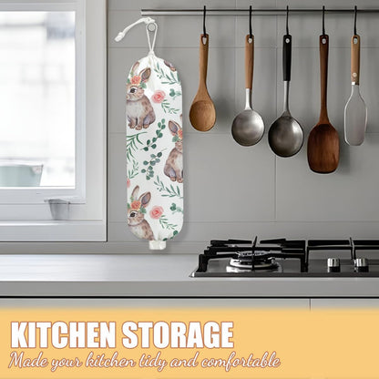 Chicken Plastic Bag Holder, Wall Mount Grocery Bag Holder | Plastic Storage bag, Pull Rope Free Adjustment, Plastic Bag Holders for Grocery Bags, Plastic Bag Dispenser for Home Kitchen