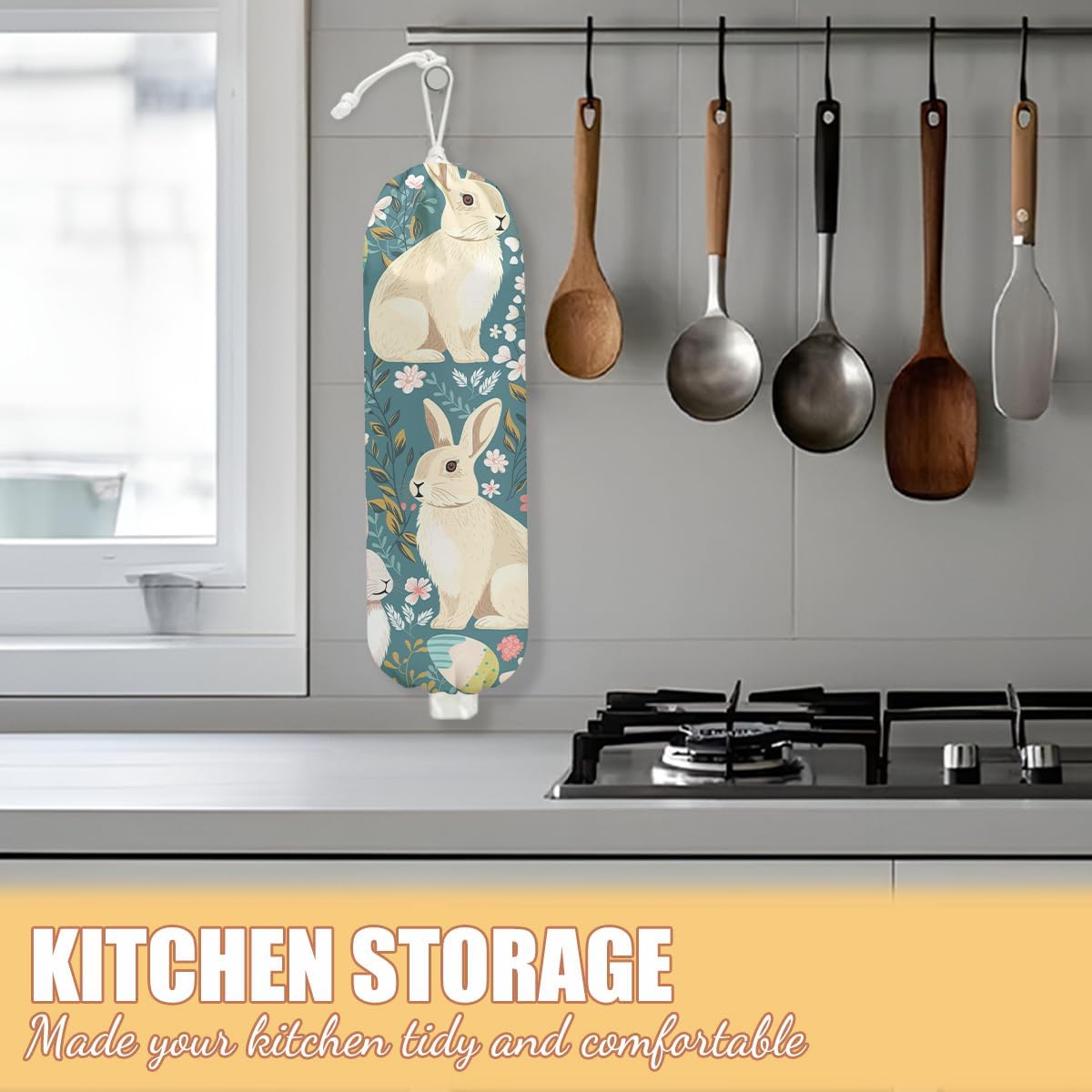 Chicken Plastic Bag Holder, Wall Mount Grocery Bag Holder | Plastic Storage bag, Pull Rope Free Adjustment, Plastic Bag Holders for Grocery Bags, Plastic Bag Dispenser for Home Kitchen
