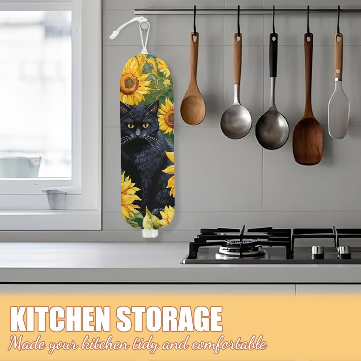 Chicken Plastic Bag Holder, Wall Mount Grocery Bag Holder | Plastic Storage bag, Pull Rope Free Adjustment, Plastic Bag Holders for Grocery Bags, Plastic Bag Dispenser for Home Kitchen