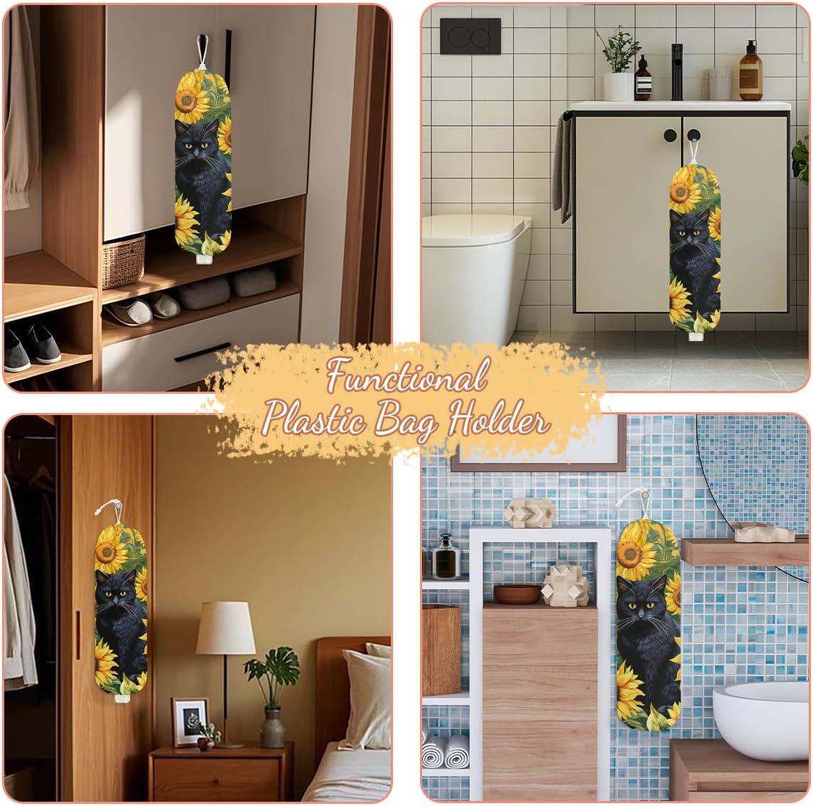 Chicken Plastic Bag Holder, Wall Mount Grocery Bag Holder | Plastic Storage bag, Pull Rope Free Adjustment, Plastic Bag Holders for Grocery Bags, Plastic Bag Dispenser for Home Kitchen