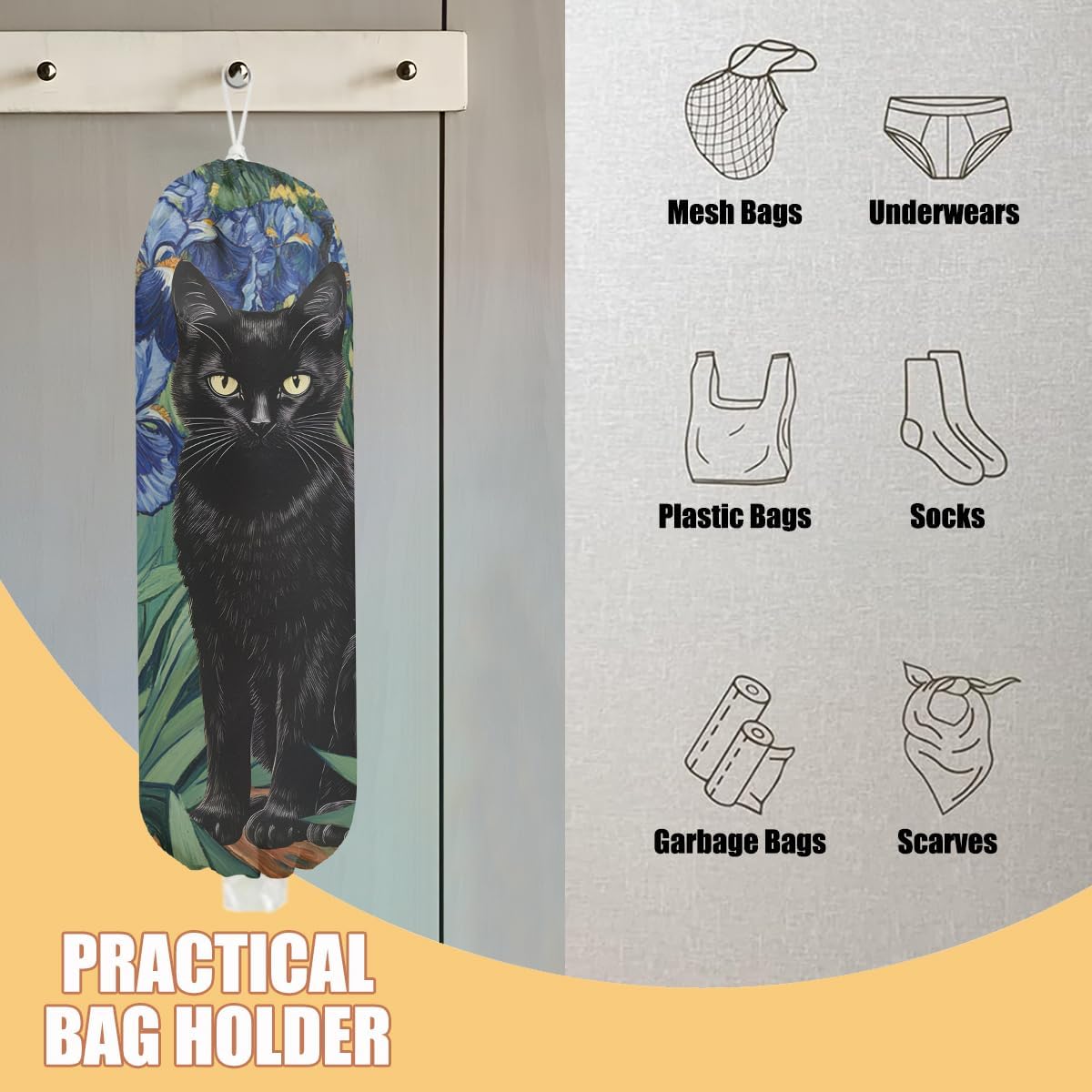 Chicken Plastic Bag Holder, Wall Mount Grocery Bag Holder | Plastic Storage bag, Pull Rope Free Adjustment, Plastic Bag Holders for Grocery Bags, Plastic Bag Dispenser for Home Kitchen