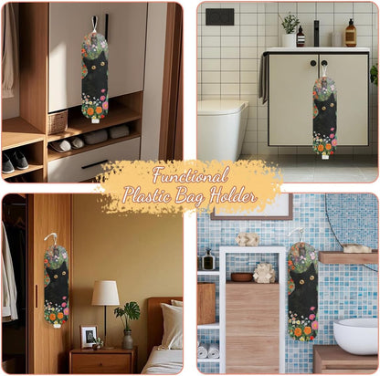 Chicken Plastic Bag Holder, Wall Mount Grocery Bag Holder | Plastic Storage bag, Pull Rope Free Adjustment, Plastic Bag Holders for Grocery Bags, Plastic Bag Dispenser for Home Kitchen