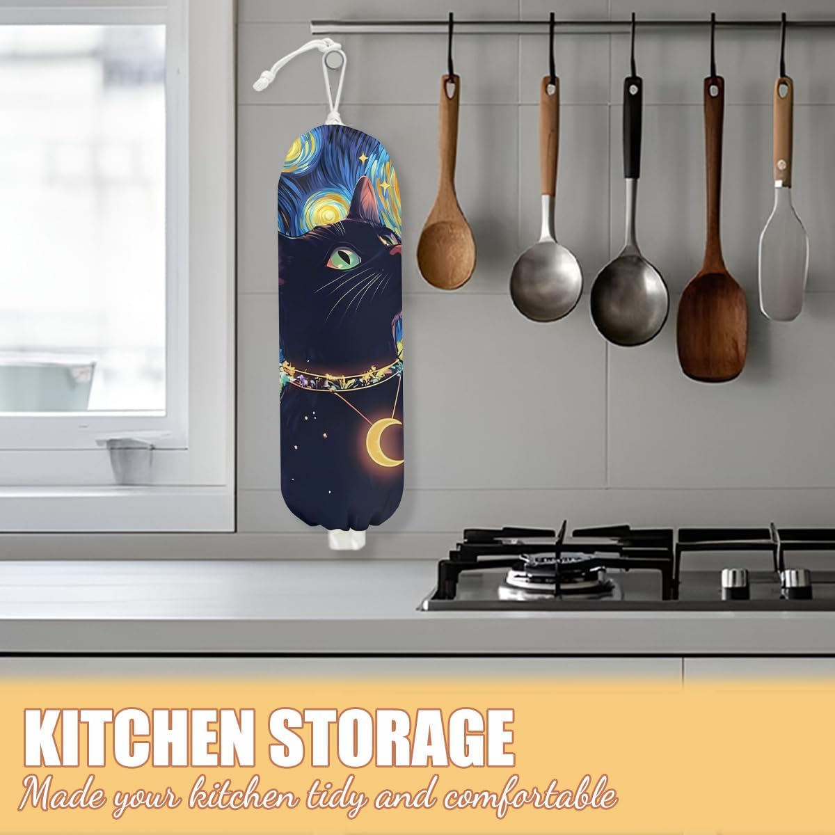 Chicken Plastic Bag Holder, Wall Mount Grocery Bag Holder | Plastic Storage bag, Pull Rope Free Adjustment, Plastic Bag Holders for Grocery Bags, Plastic Bag Dispenser for Home Kitchen