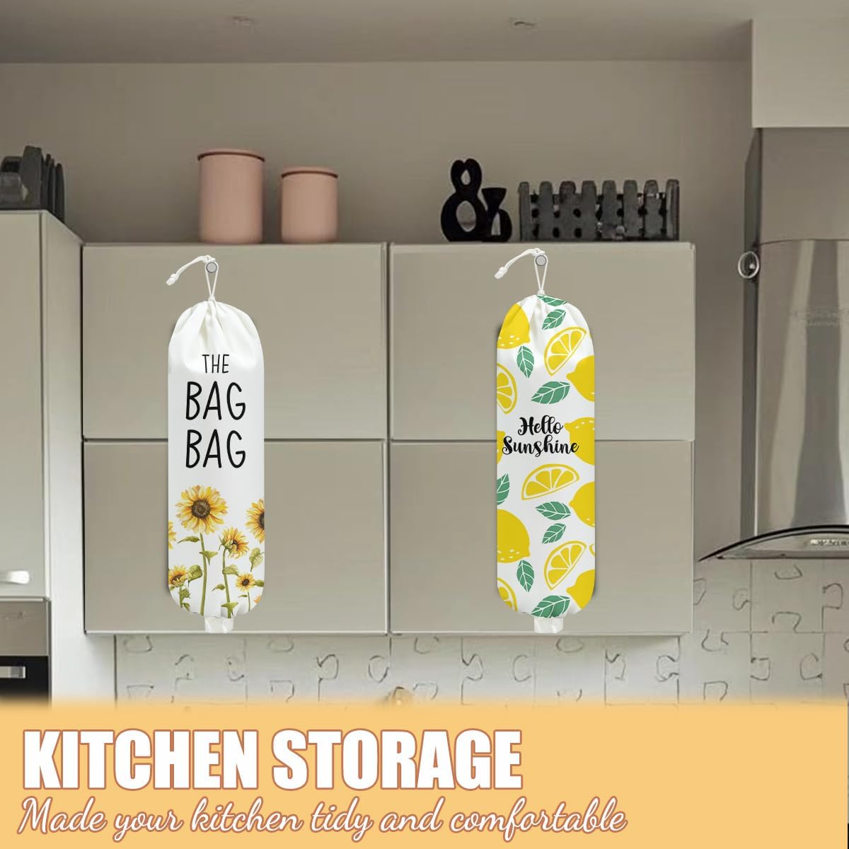 Chicken Plastic Bag Holder, Wall Mount Grocery Bag Holder | Plastic Storage bag, Pull Rope Free Adjustment, Plastic Bag Holders for Grocery Bags, Plastic Bag Dispenser for Home Kitchen
