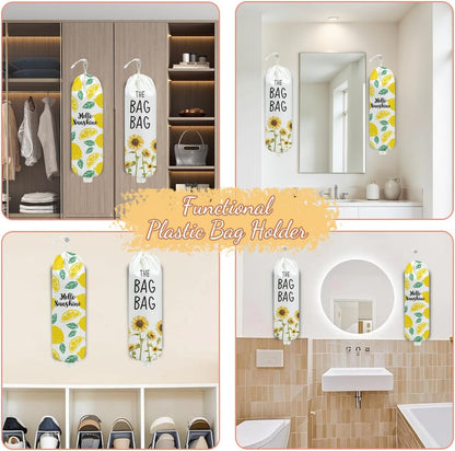 Chicken Plastic Bag Holder, Wall Mount Grocery Bag Holder | Plastic Storage bag, Pull Rope Free Adjustment, Plastic Bag Holders for Grocery Bags, Plastic Bag Dispenser for Home Kitchen