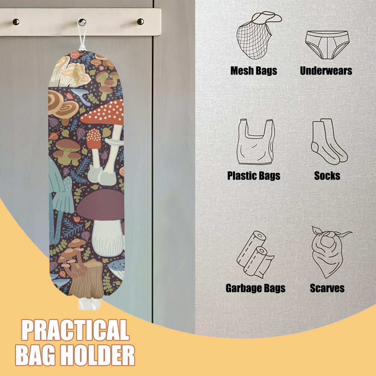 Chicken Plastic Bag Holder, Wall Mount Grocery Bag Holder | Plastic Storage bag, Pull Rope Free Adjustment, Plastic Bag Holders for Grocery Bags, Plastic Bag Dispenser for Home Kitchen