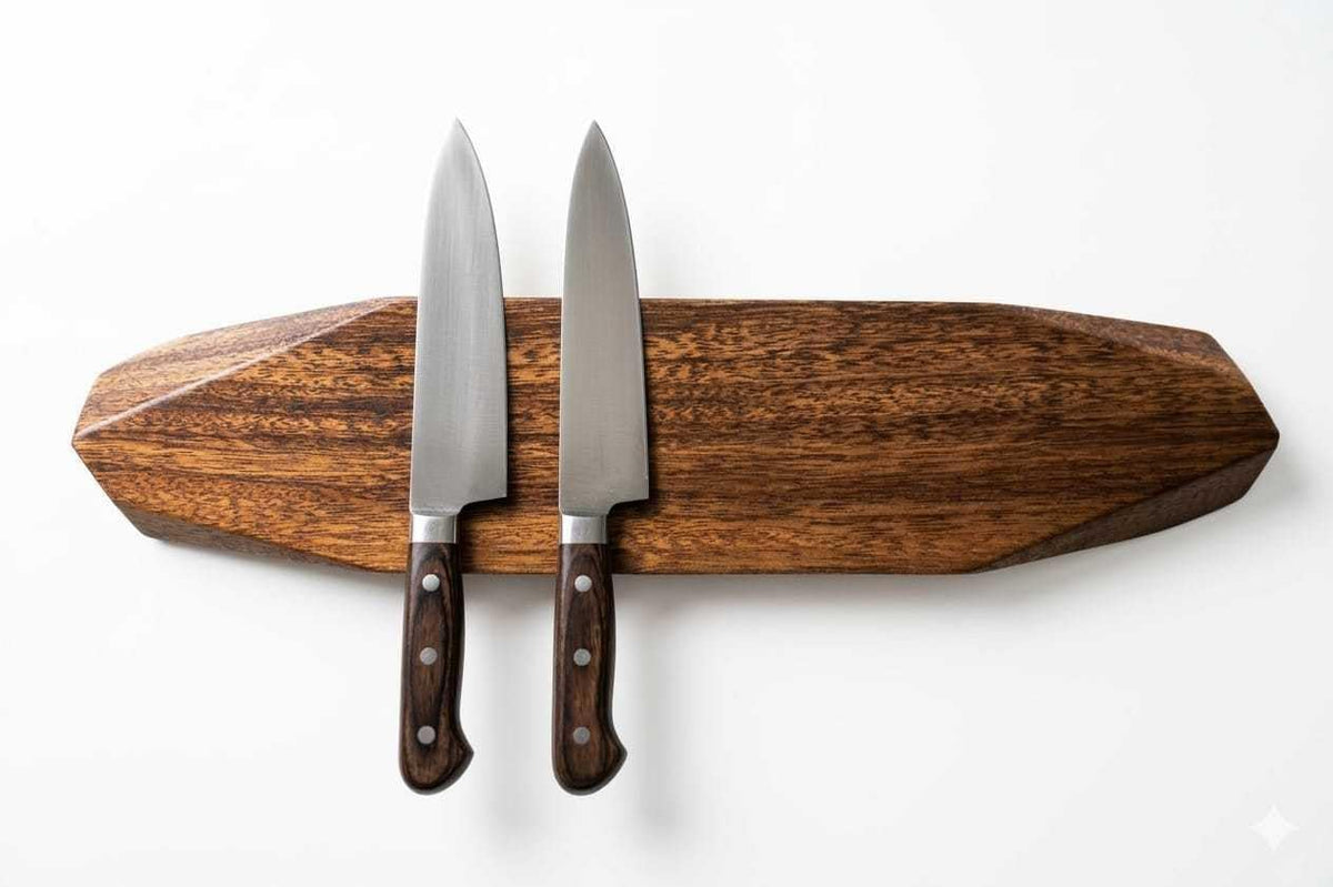 Magnetic Knife Holder - Acacia Wooden Wall-Mount Magnetic Knife Strip & Organizer with 3M No-Drill & Screw Mount Options, Water-Resistant Universal Knife Holder | 16 Inches, Capacity 8.8 lb