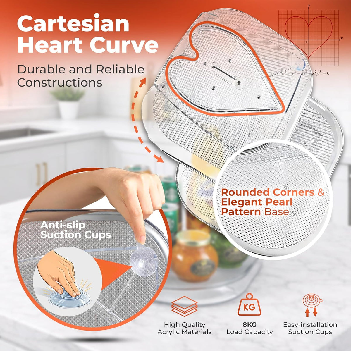 Refrigerator Lazy Susan (2PK) - Clear Rectangular Fridge Organizer - Turntable Tray Lazy Susan for Refrigerator - Cabinet & Pantry Organizer - Smooth 360° Rotating Swivel Spinning Fridge Shelf