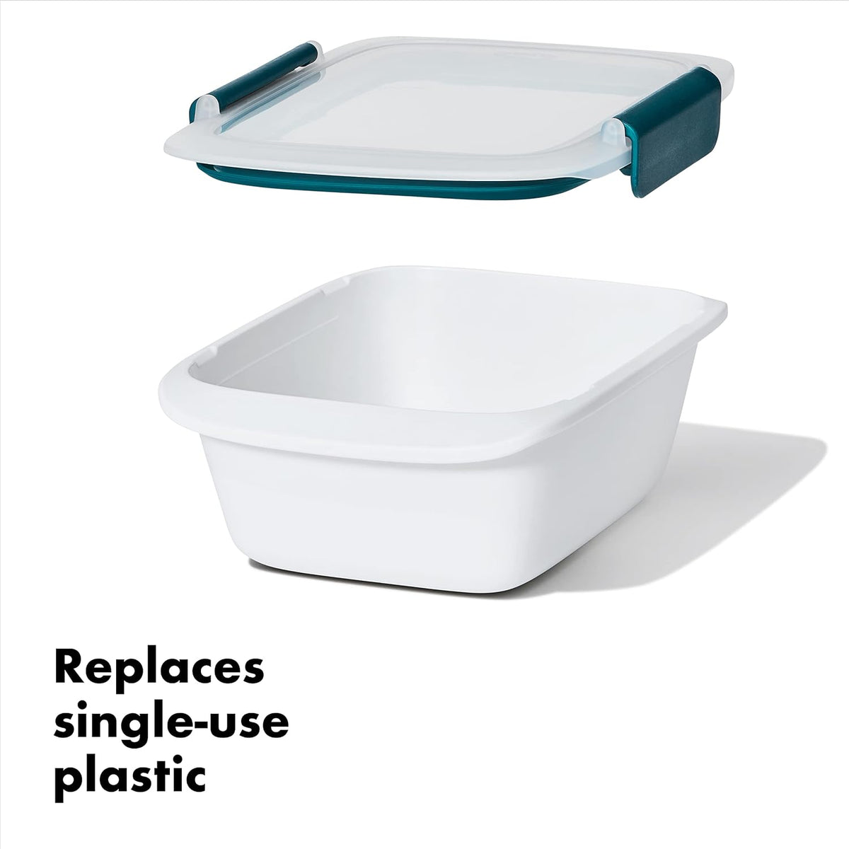 Good Grips Prep & Go Food Storage Salad Container - 6.3 Cup, Ocean Blue | Portable Leakproof Container, Includes Condiment Container for Salad Dressing & Sauces, Ideal for Meal Prep, Dishwasher Safe