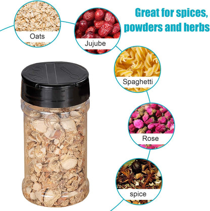 Spice Bottles, 20Pcs 7oz Clear Plastic Container Jars with Lids Labels for Kitchen Storing Spice Powders Dry Goods Peanut Butter BPA free