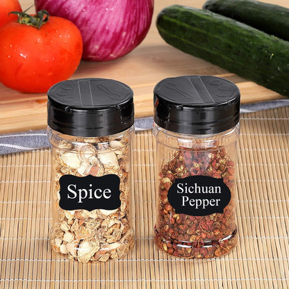 Spice Bottles, 20Pcs 7oz Clear Plastic Container Jars with Lids Labels for Kitchen Storing Spice Powders Dry Goods Peanut Butter BPA free
