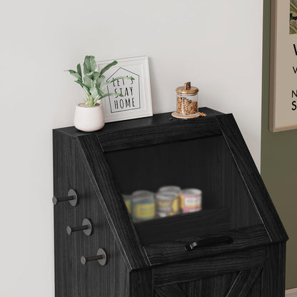 Dog Feeding Station with 2 Elevated Bowls & Storage Cabinet,Walnut