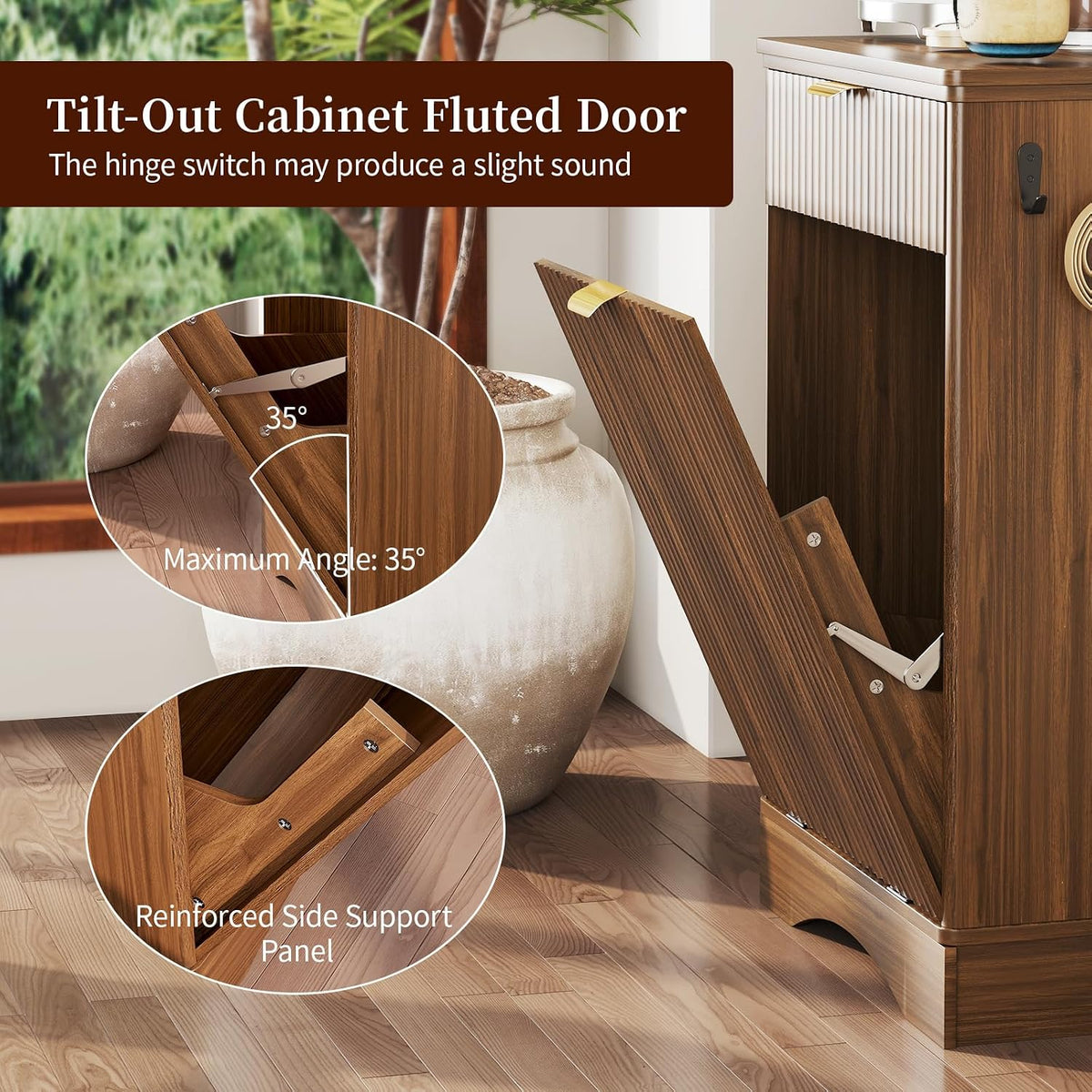 Dog Feeding Station with 2 Elevated Bowls & Storage Cabinet,Walnut