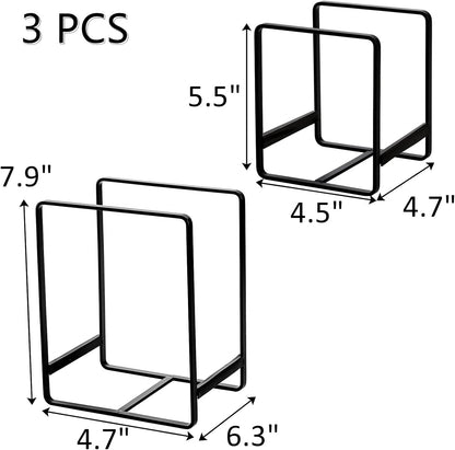 3 Pieces Metal Dish Organizer, Plate Organizer for Cabinet, Kitchen Storage Cabinet Organizer for Plates, Pots and Pans (2 Sizes)
