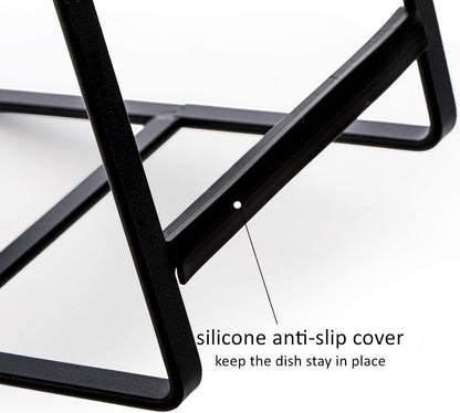 3 Pieces Metal Dish Organizer, Plate Organizer for Cabinet, Kitchen Storage Cabinet Organizer for Plates, Pots and Pans (2 Sizes)