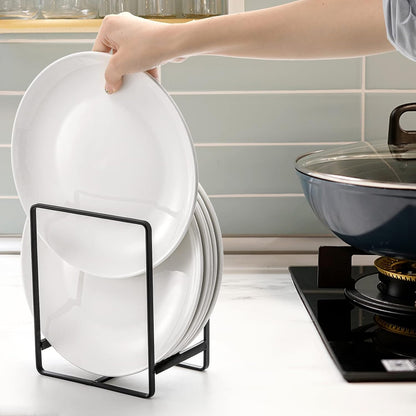 3 Pieces Metal Dish Organizer, Plate Organizer for Cabinet, Kitchen Storage Cabinet Organizer for Plates, Pots and Pans (2 Sizes)